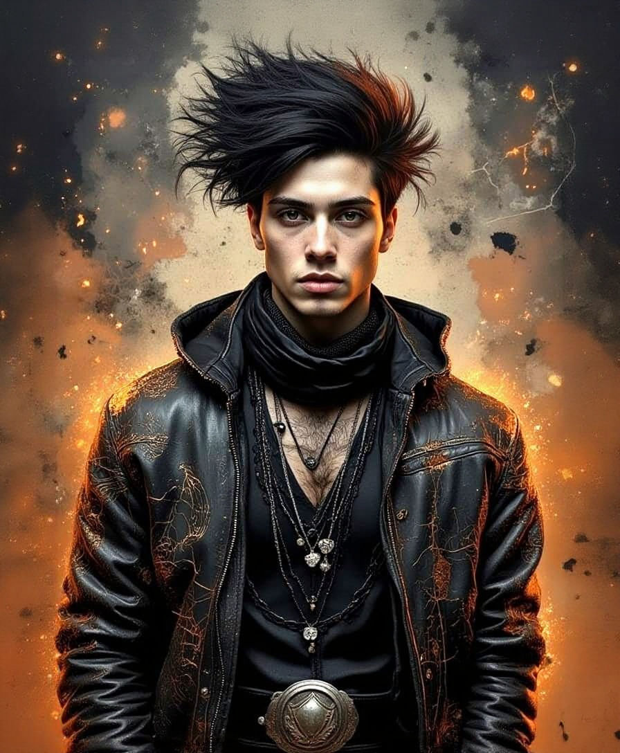 Goth Punk Man in Grunge Style