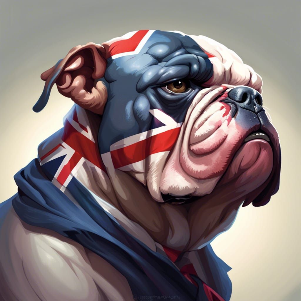 Grotesque Bulldog Creature Listening, Hyperdetailed Digital ...
