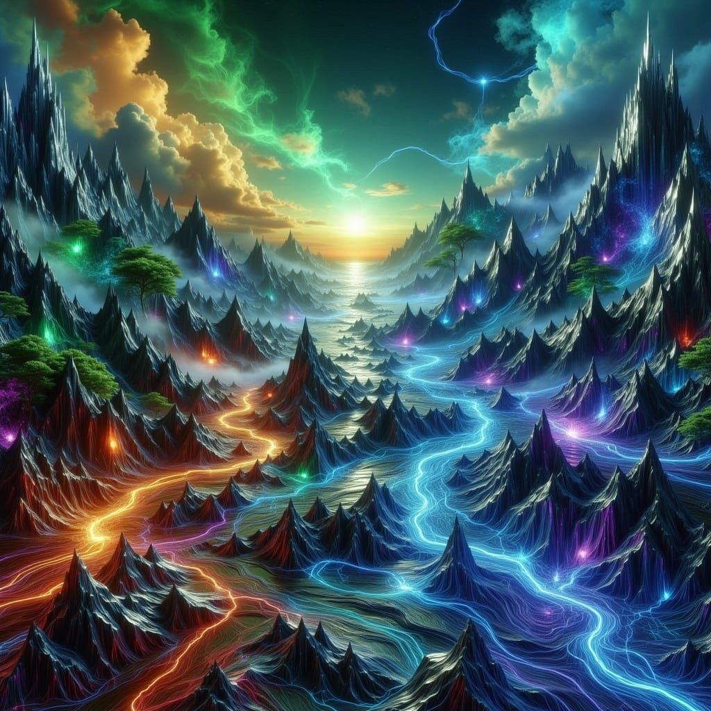 Surreal Landscape of Harmony in Impasto Enamel Fusion