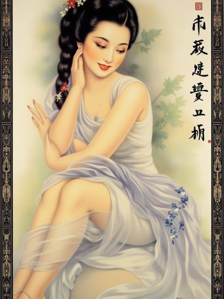 Elegant Japanese Woman in Vintage Style