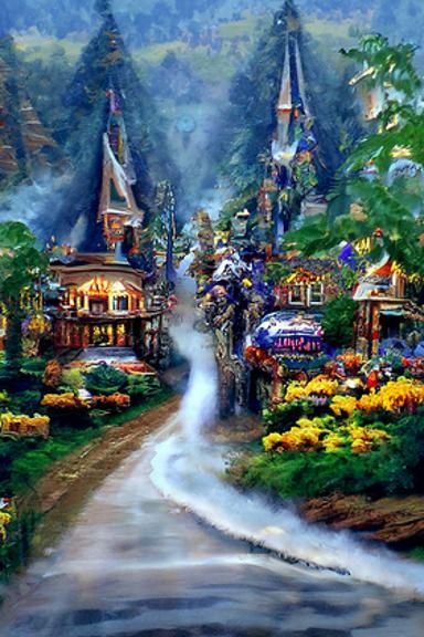 Ethereal Dirt Crossroad in Luminist Style