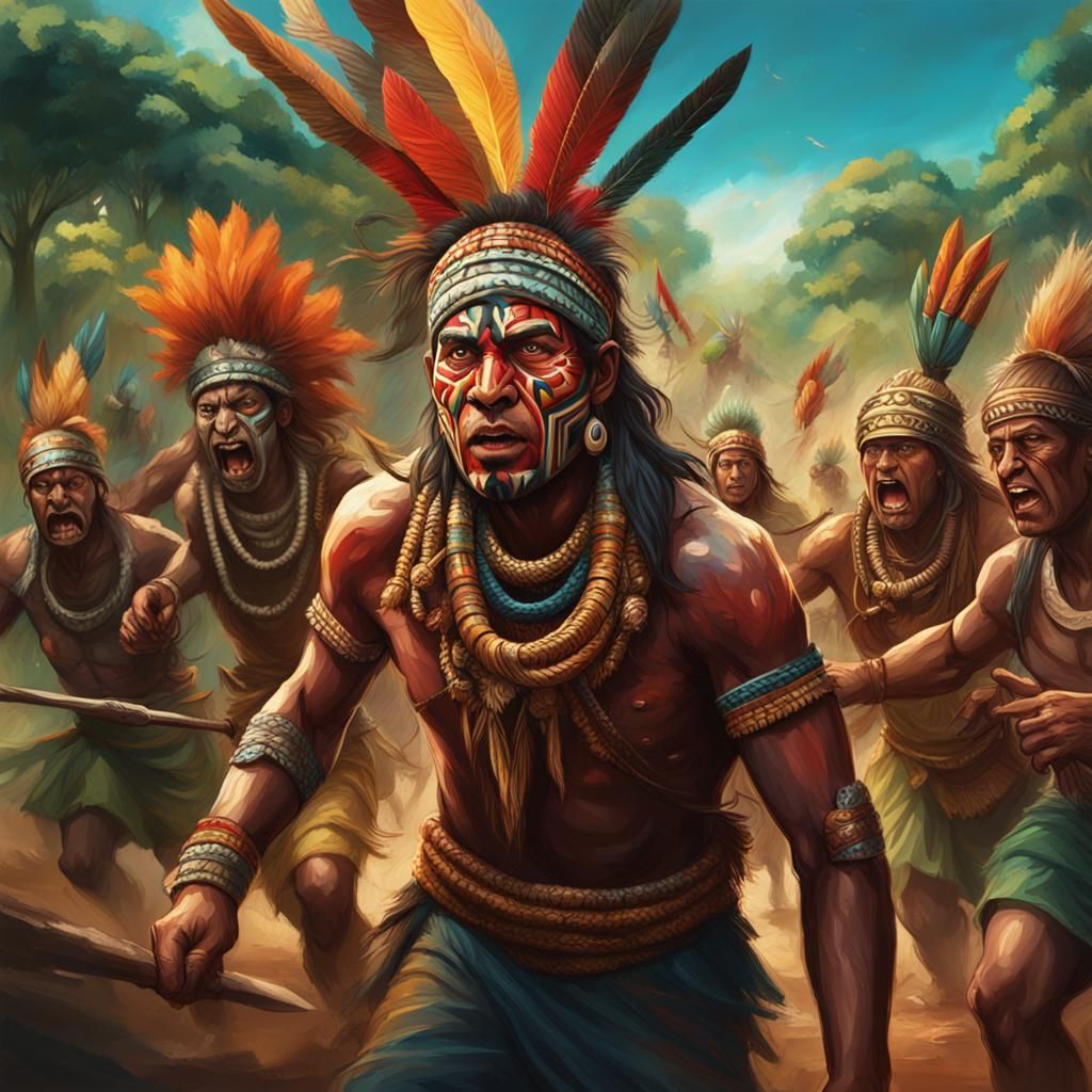 Amazonian Tribe Attack in Hyperrealistic Style
