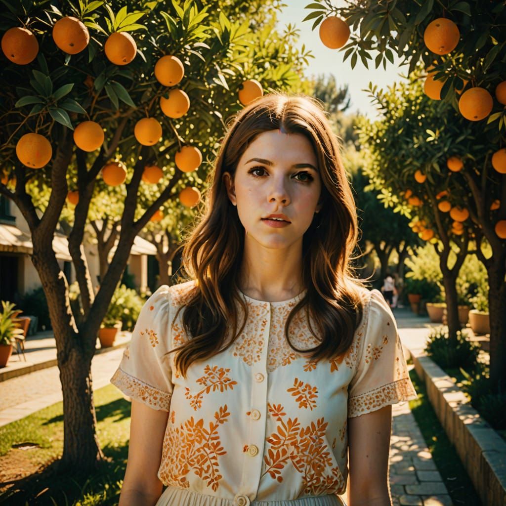 Anna Kendrick in a Vibrant Summer Garden, Cinematic Style
