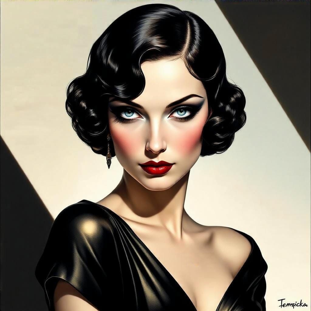 Art Deco Portrait in Metallic Glamour