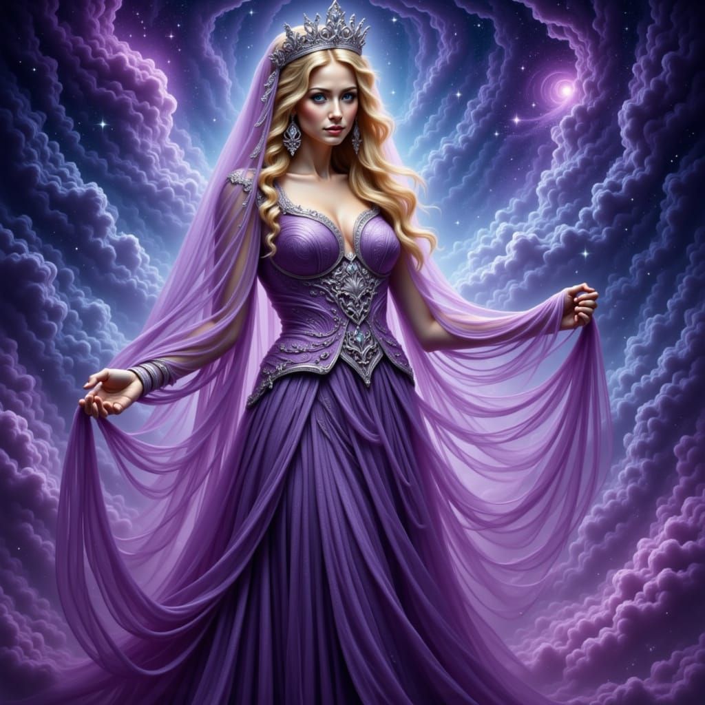 Tsarina Evdokija in Cosmic Galaxy with Silver Kokoshnik and ...