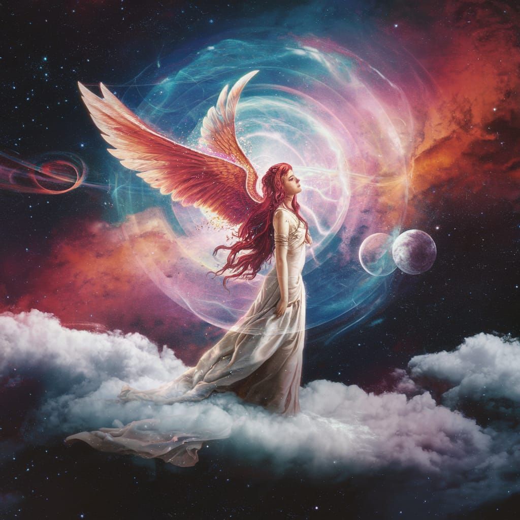 Astral Cosmic Woman with Wings Illustration