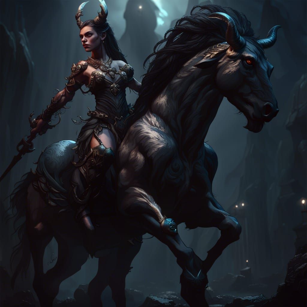 Evil Dark Centaur in Dark Fantasy Style