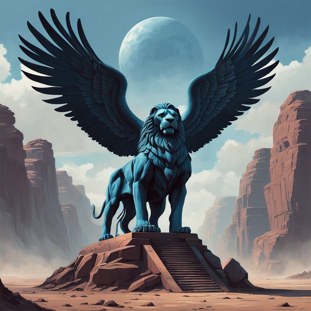 Majestic Mythological Sphinx in Hyper-Realistic Counter-Plon...