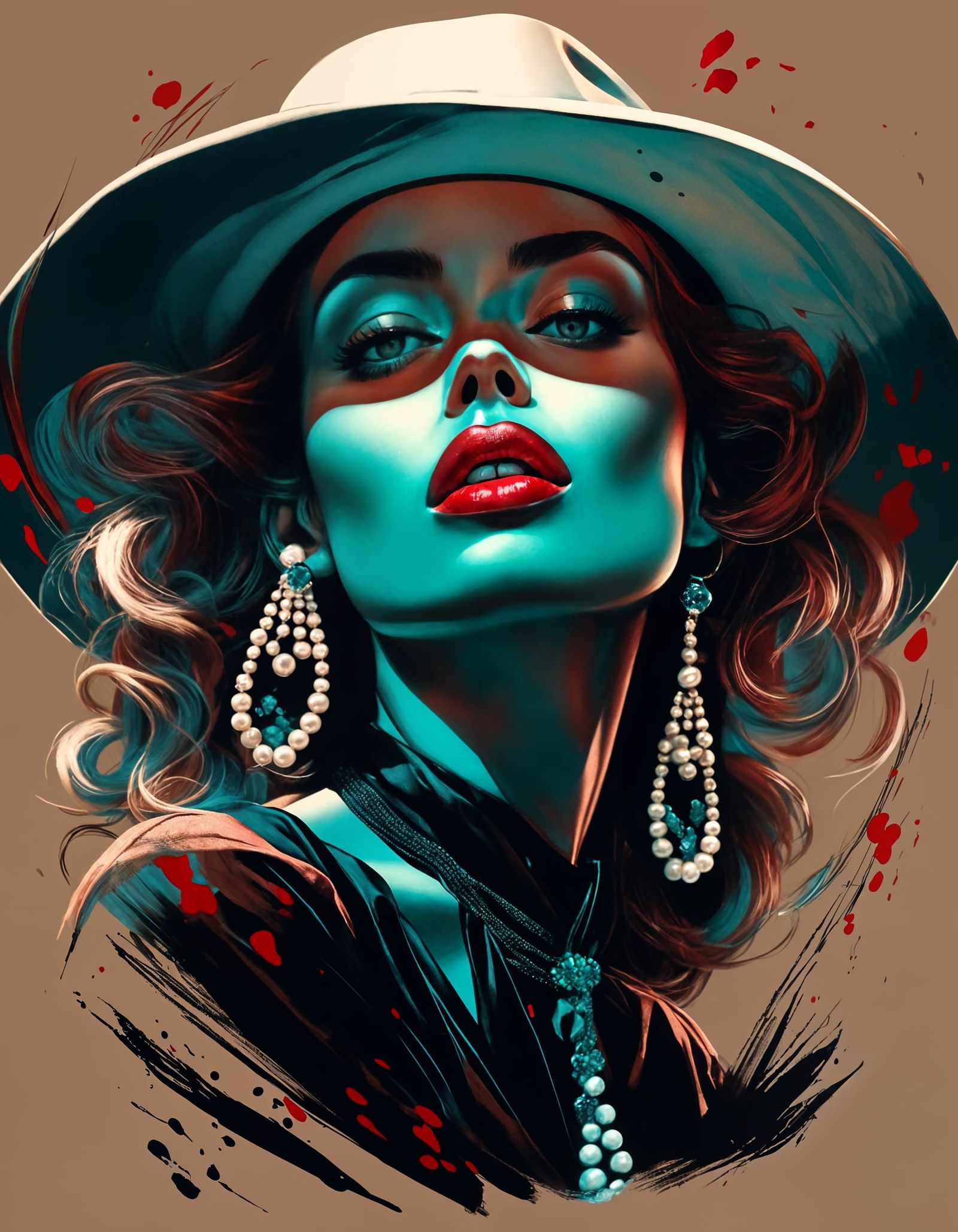 Striking Woman with Turquoise Hair in Hyperreal Style