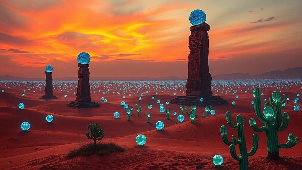 Aztec Mysticism Meets Surreal Wonder in Dreamlike Landscape