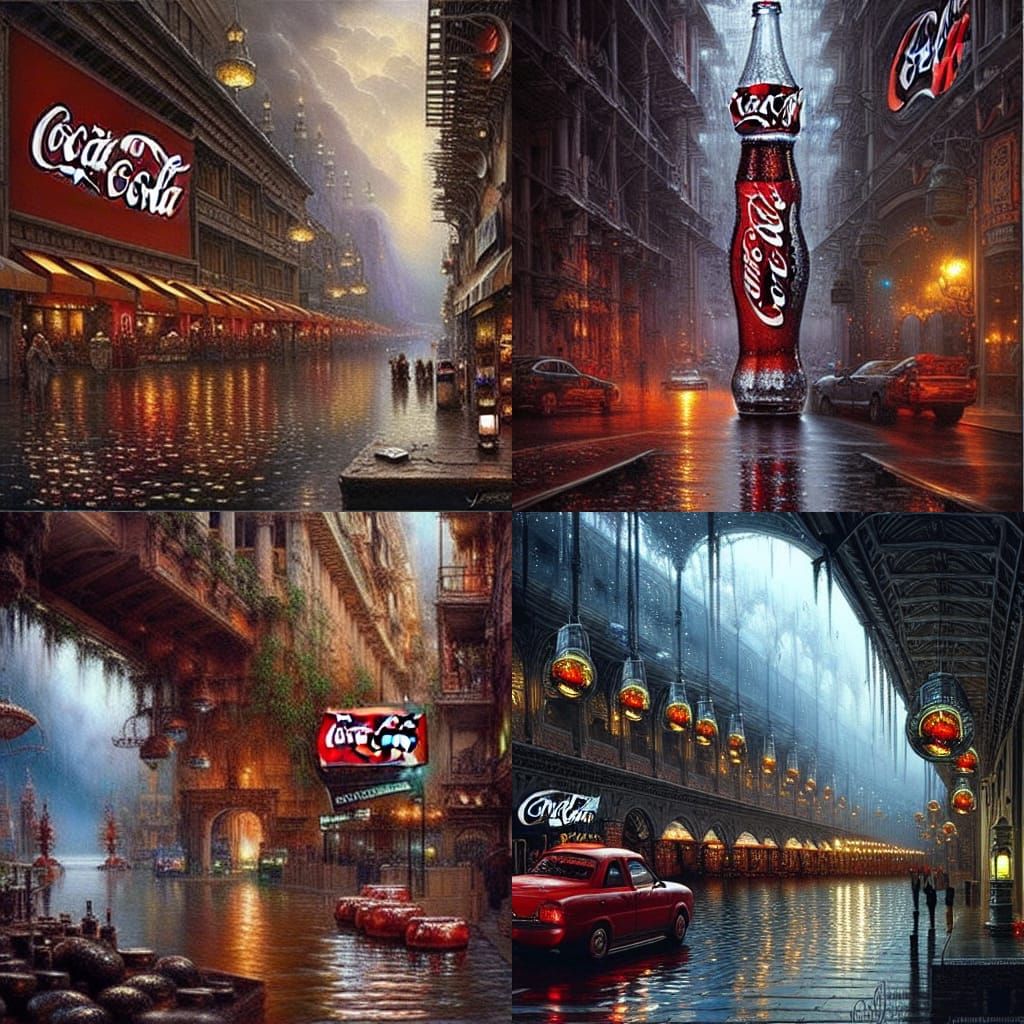 Coca-Cola Cans: Epic Cinematic Oil Painting