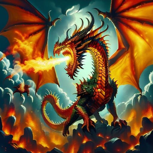 Surreal Golden Hour Dragon Portrait