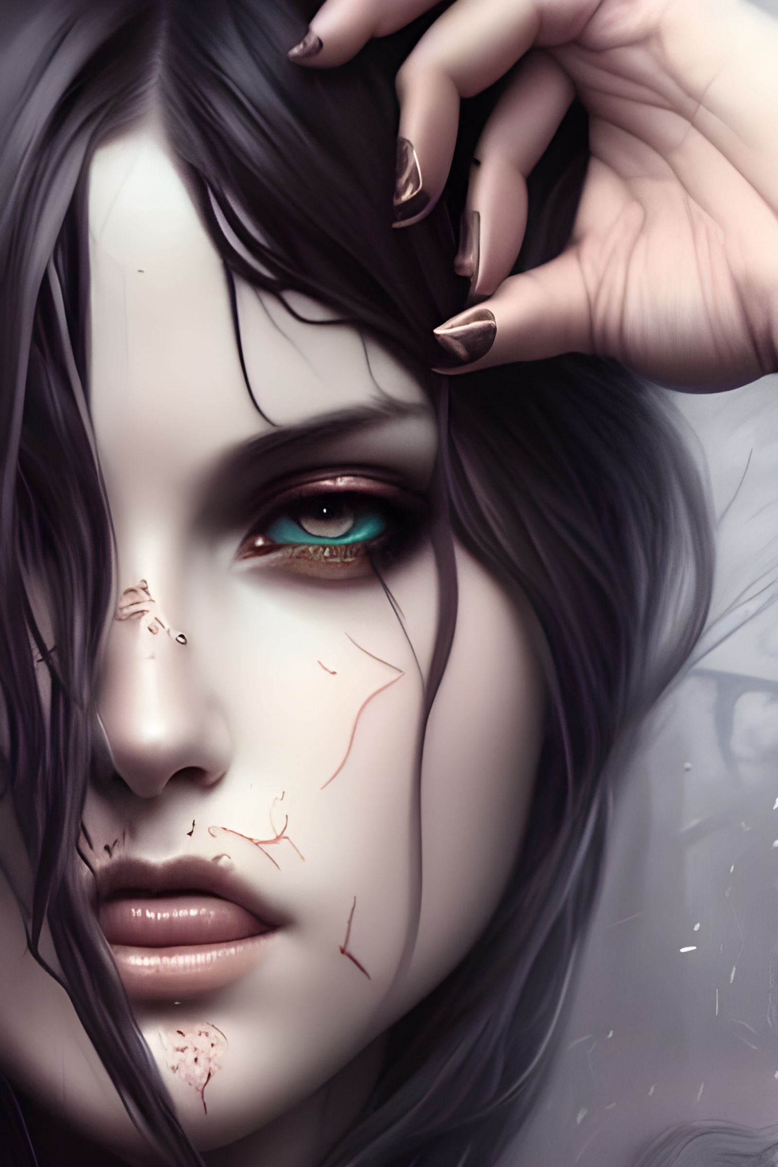 Tattooed Goddess Portrait in Digital Art Style