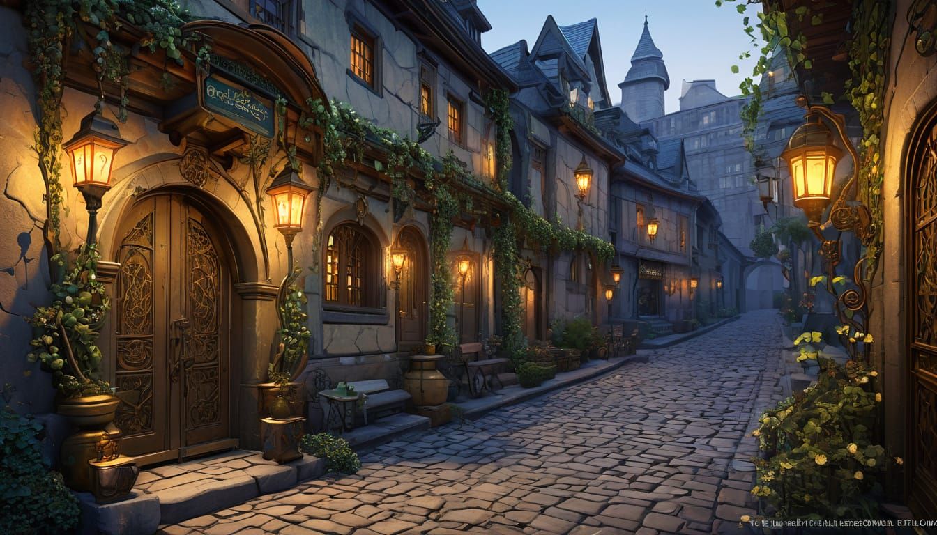 Art Nouveau Orc Guarding Tavern Alleyway