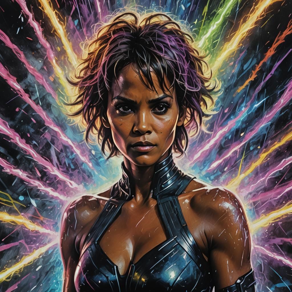 Storm from X-Men in Oil Pastel Drawing