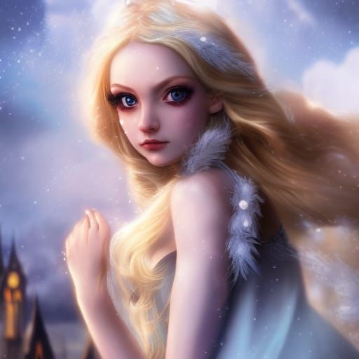 Cute. Magical shining young mistress looking into the camera...