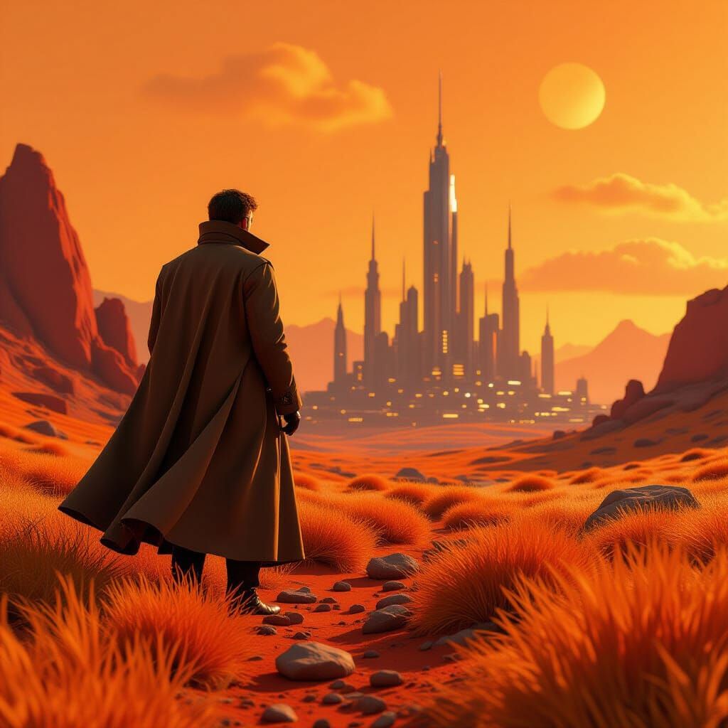 Doctor on Alien Planet in Matte Painting Style