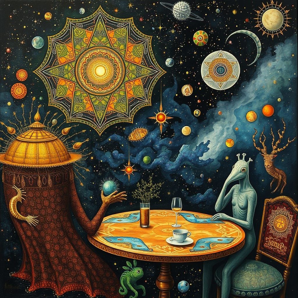 Psychedelic Utopia with Sacred Geometry, Bosch Style