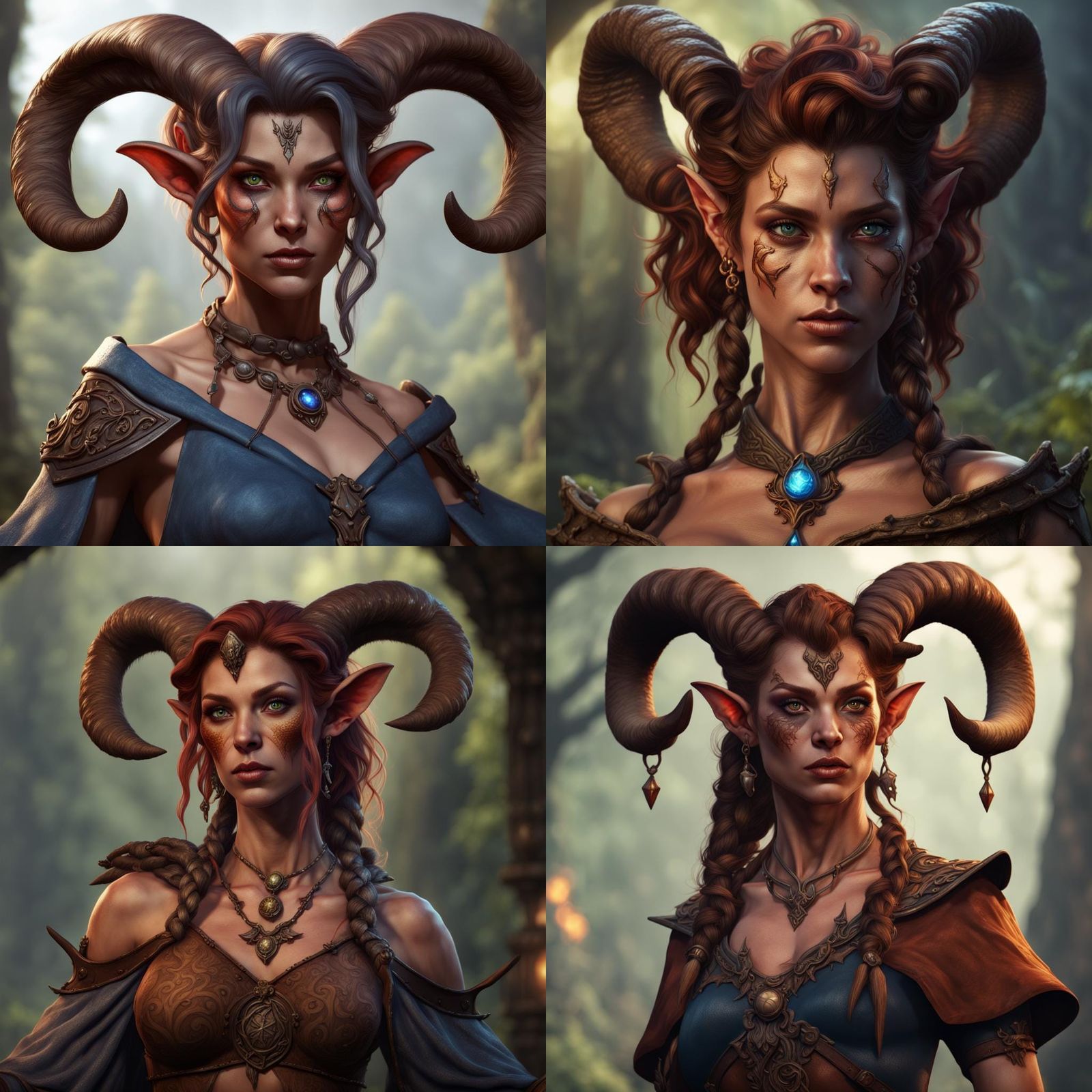 Satyr Sorceress Portrait in Detailed Matte Style