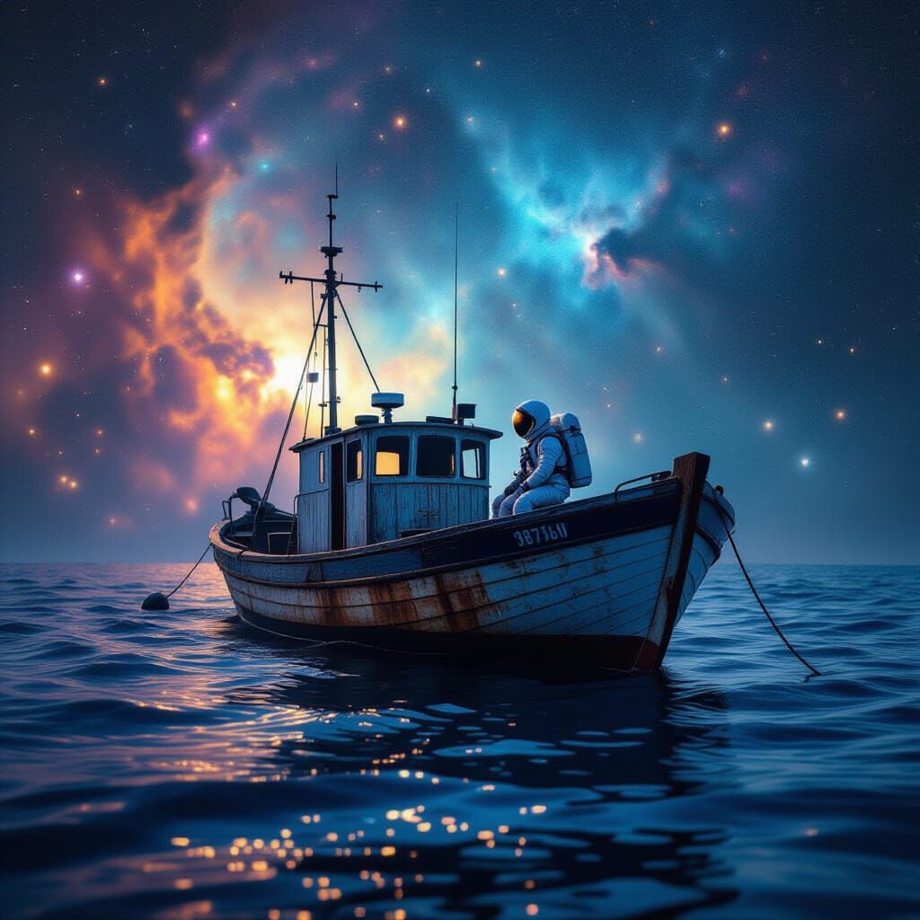 Astronaut Finds Fishing Boat in Cosmic Nebula