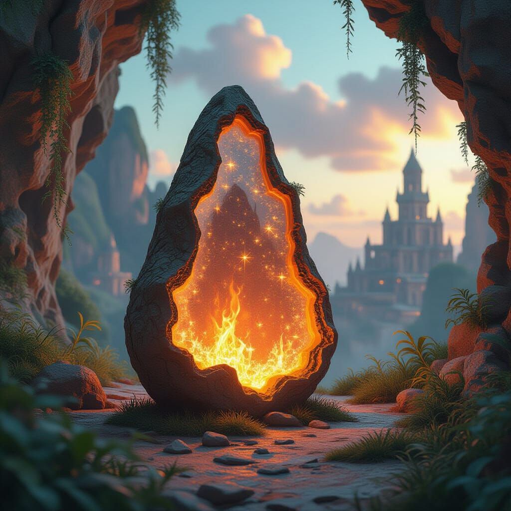 Mystical Fireagate City in Fractal Karst Landscape