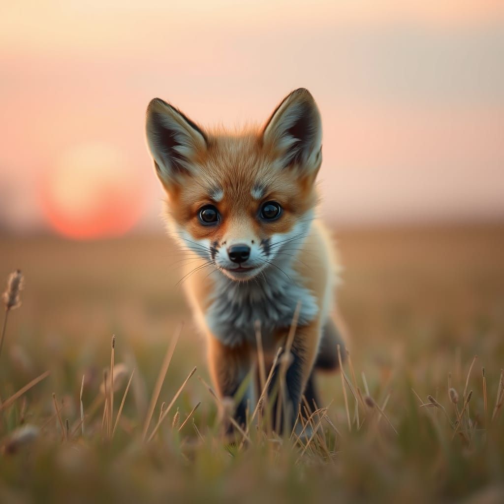 Fox Pup's Sunset Adventure: Digital Art