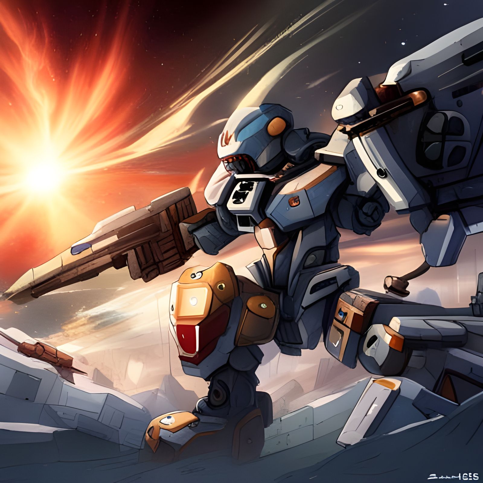 Epic Mech Space Battle: Anime Art Style