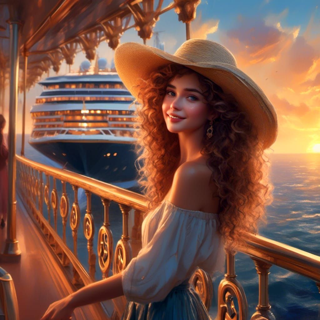 Dreamlike Fantasy Portrait on Cruise Ship at Sunset