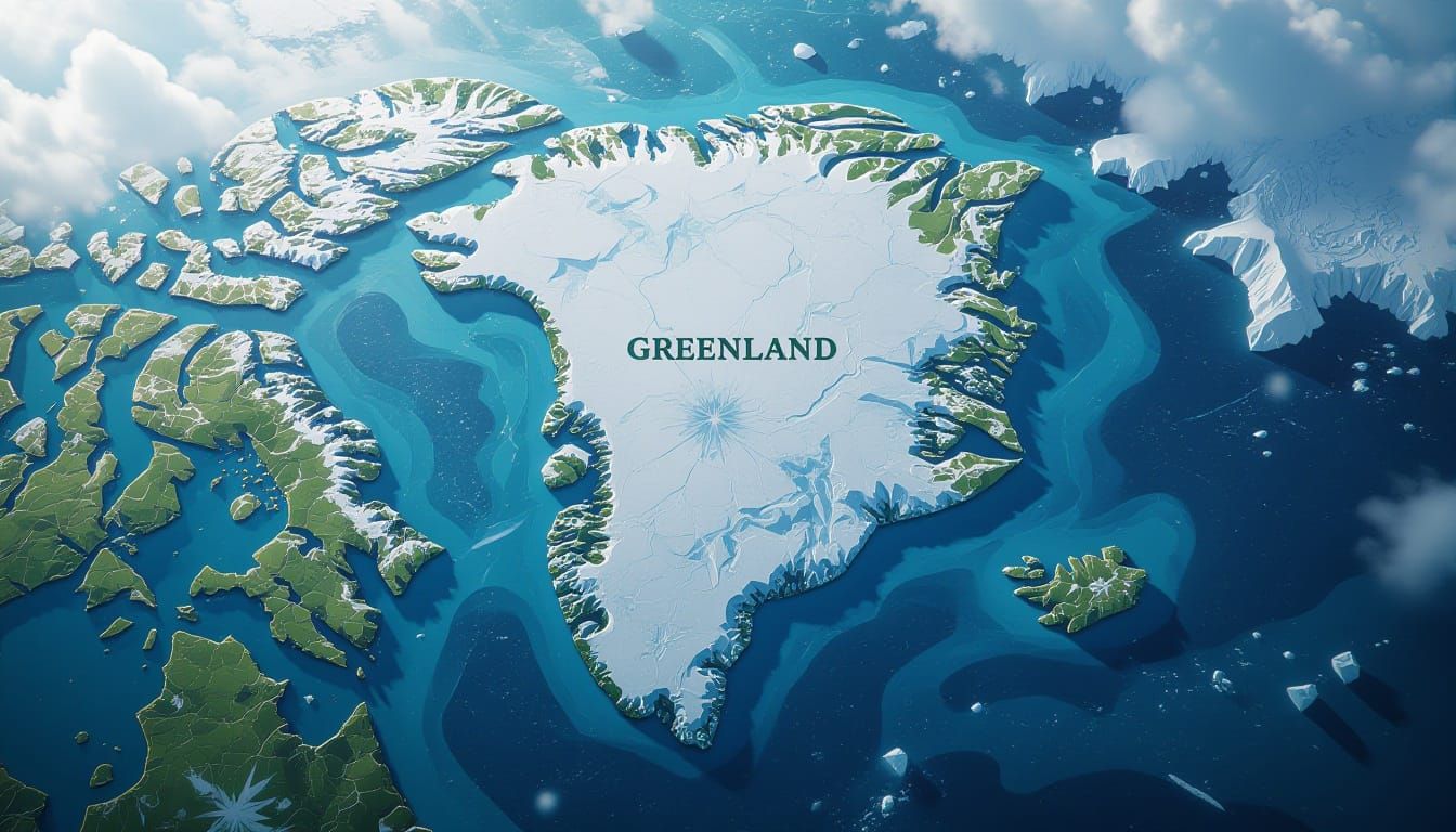 Fantasy Map of Greenland in Deep Colors
