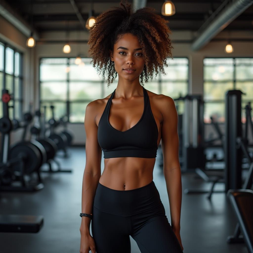 Confident Female Athlete in the Gym