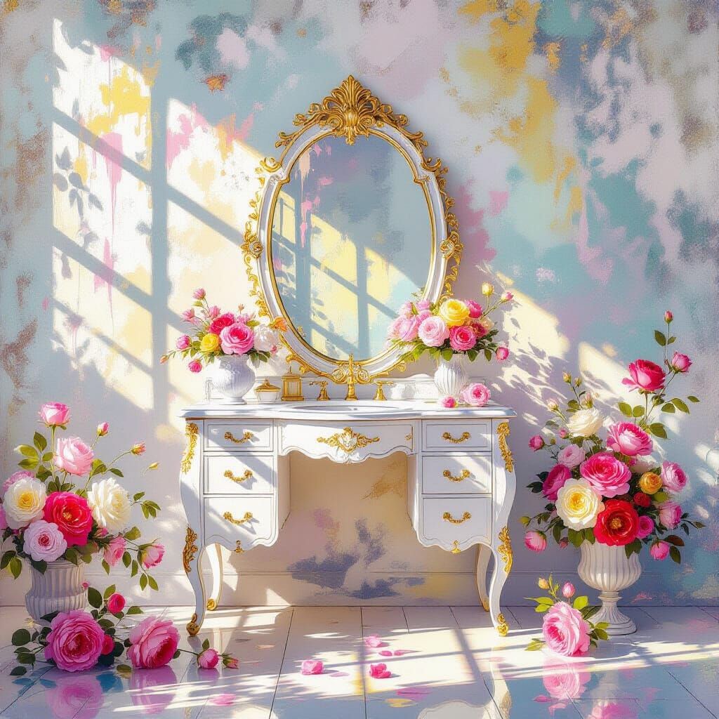 Shabby Chic Vanity Mirror in Metamodern Style