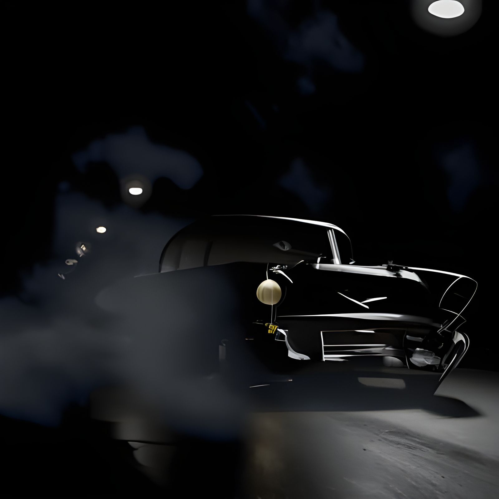 Sinister 1957 Chevy at Night in Smoky Darkness