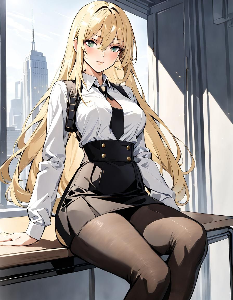 Woman in Office Attire with Shoulder Holster