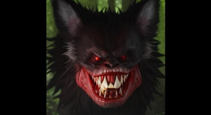 Terrifying Creature Emerges in Haunted Forest 3D Render