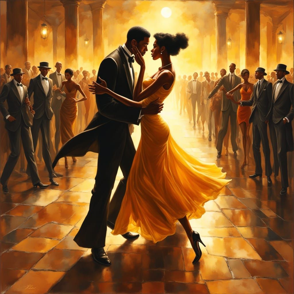 Passionate Tango Couple in Impressionist Style