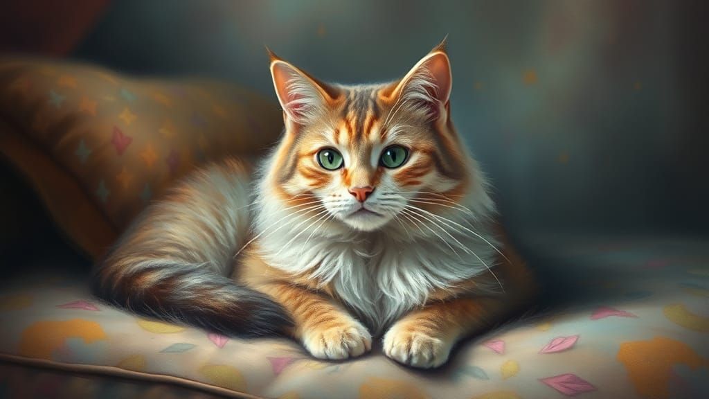 Colorful Cat Portrait in Ethereal Fantasy Style