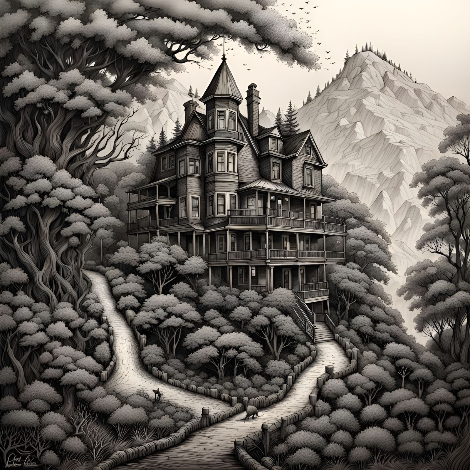 Detailed Ink Drawing of Ichabof Crsne