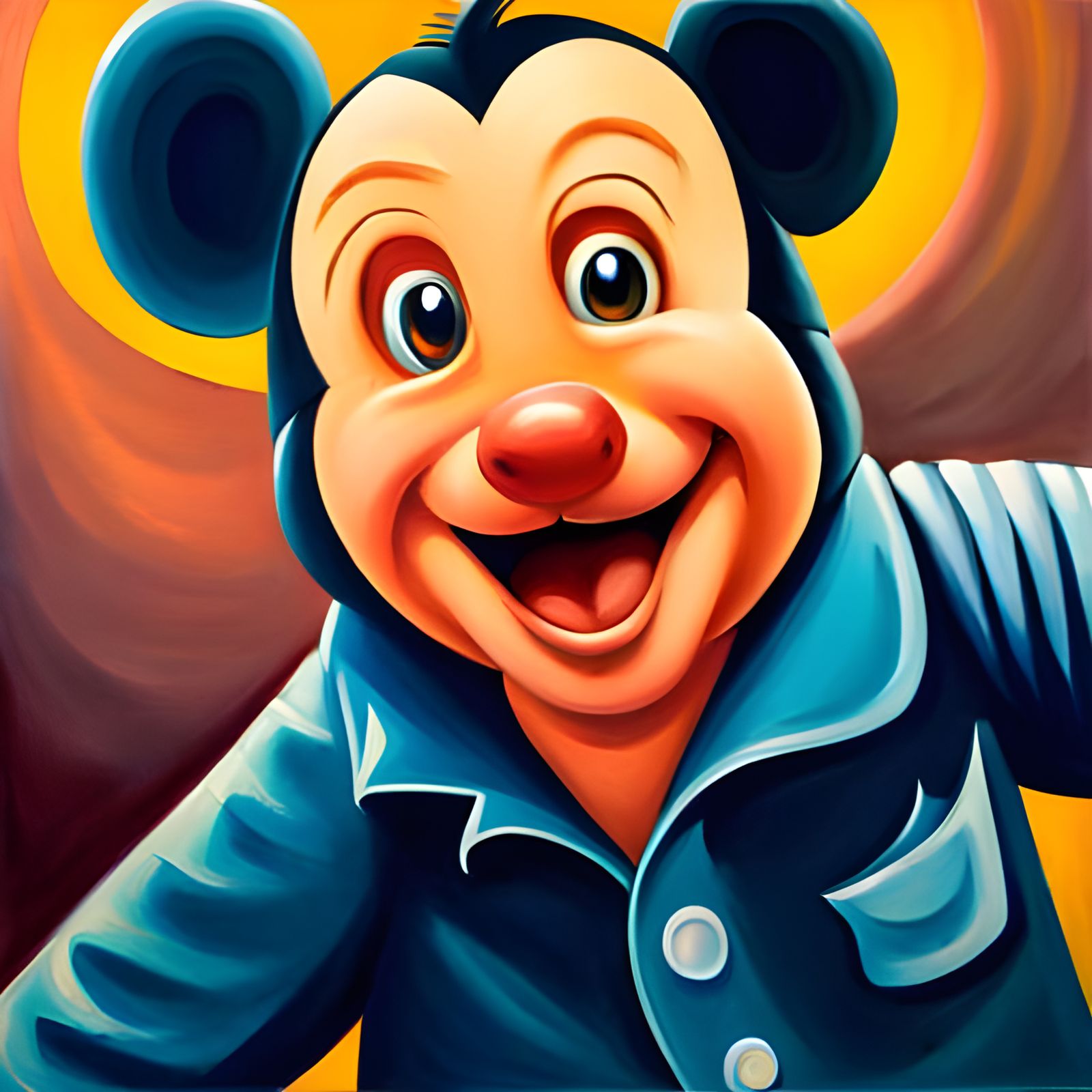 Happy Mickey Mouse in Oil Painting Style