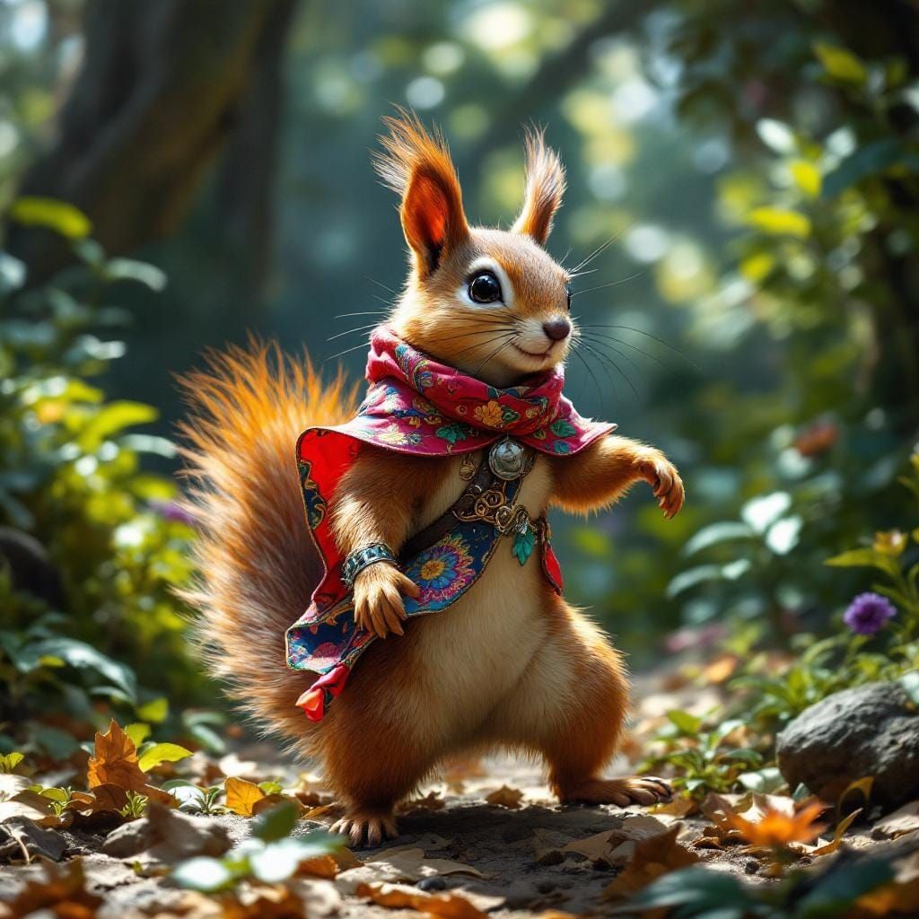 Dancing Squirrel in Lush Environment