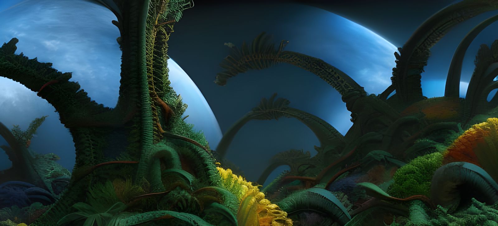 Alien Planet Garden in Mandelbulb Art Style