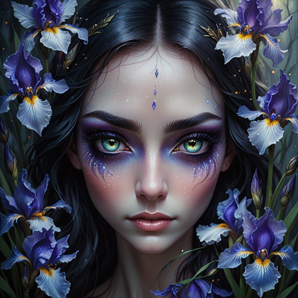 Enchanting Fairy Eyes in Dark Fantasy Oil Painting