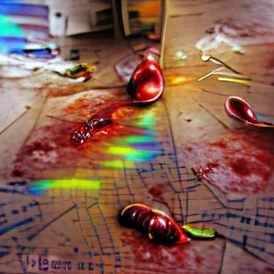 Iridescent Bloody Crime Scene Artwork