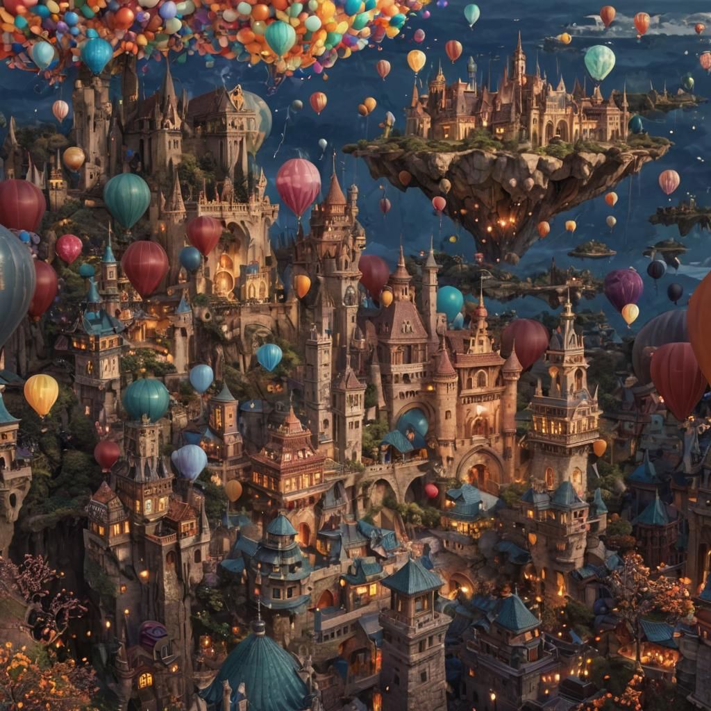 Fantastical City Matte Painting with Floating Islands