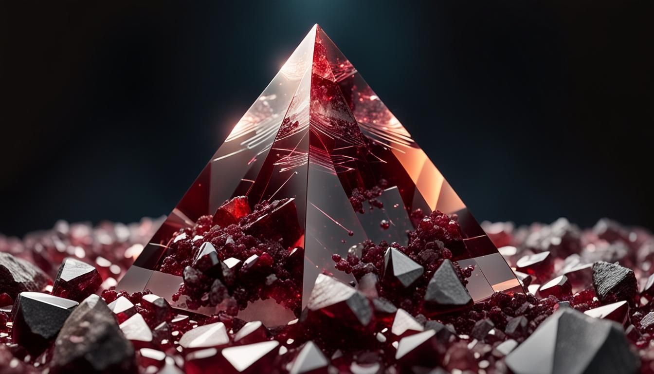 Almandine and Transparent Pyramid Double Exposure