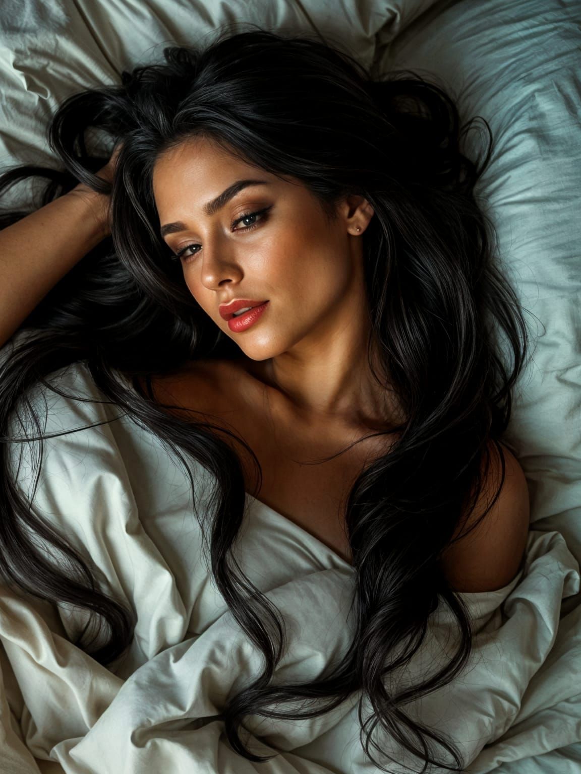 Portuguese Woman Resting on Sumptuous Bed in Matte Painting ...