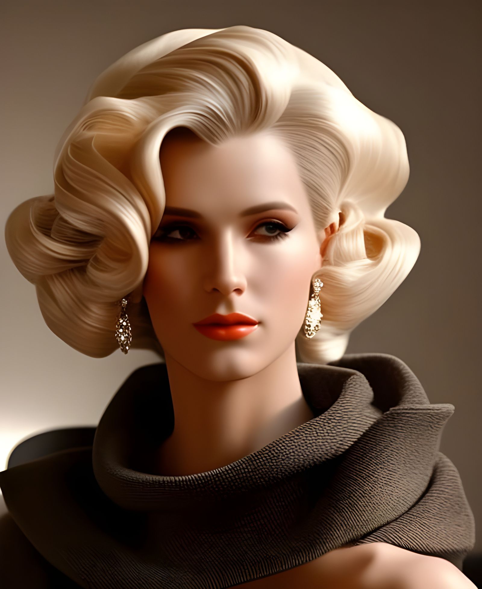 Beautiful Woman in London Cafe: Photorealistic Portrait