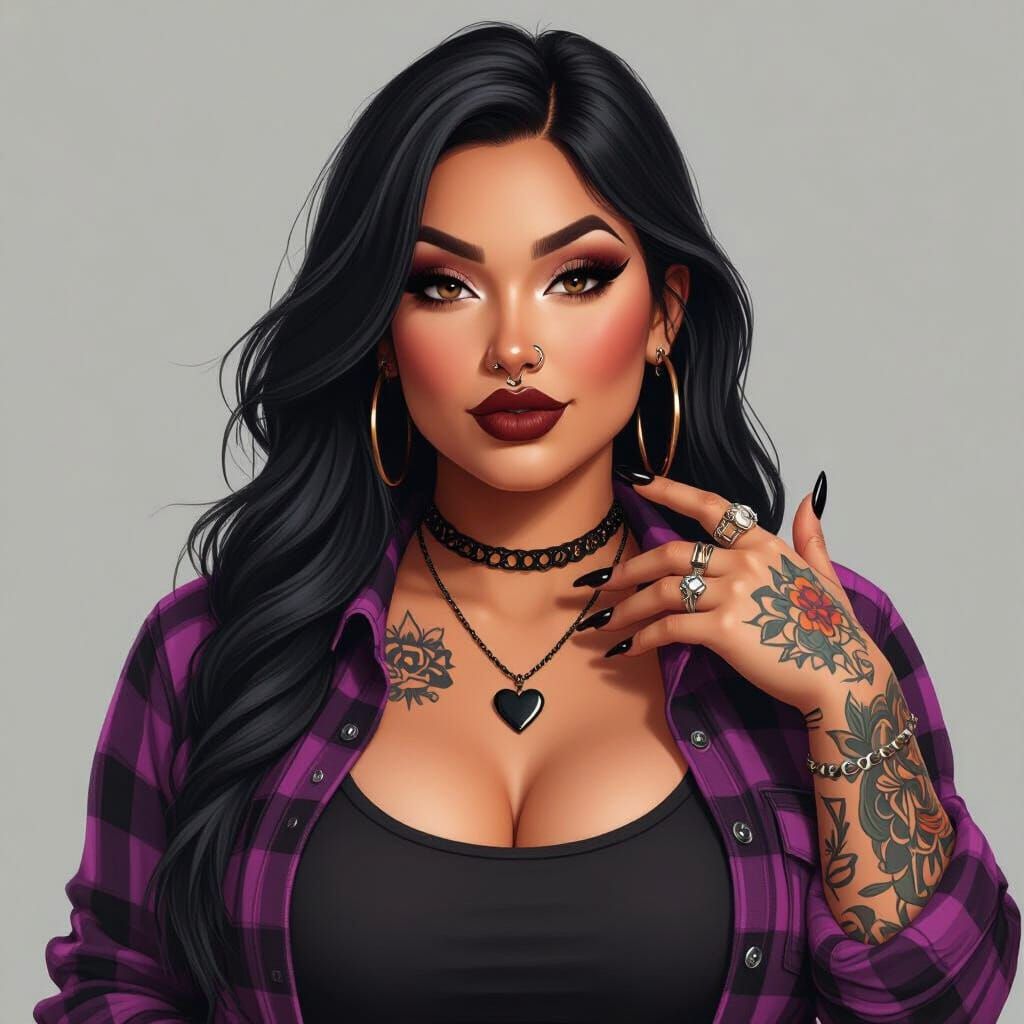 Plus-Size Native American Woman with Fall Vibes