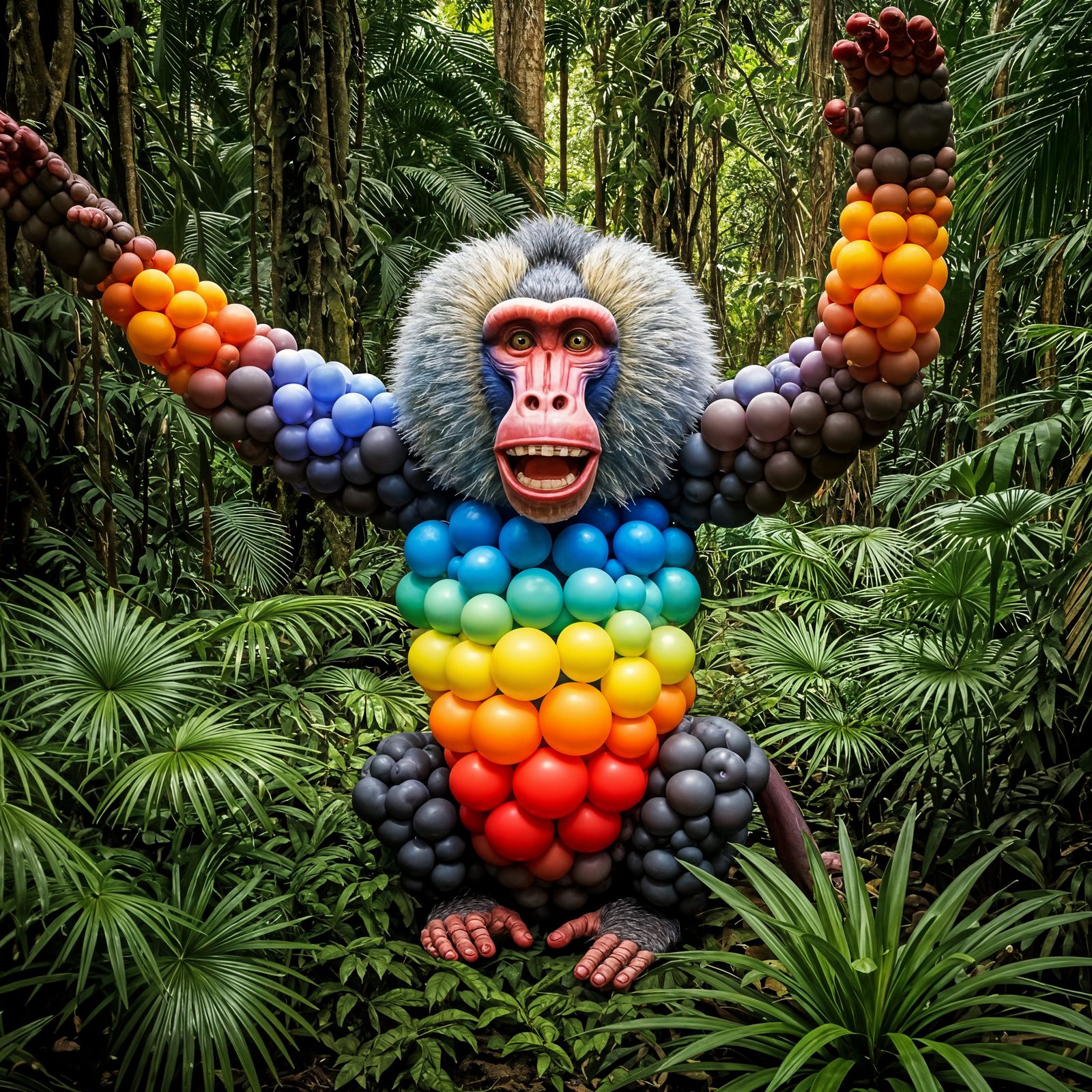 Balloon Baboon Portrait in the Jungle