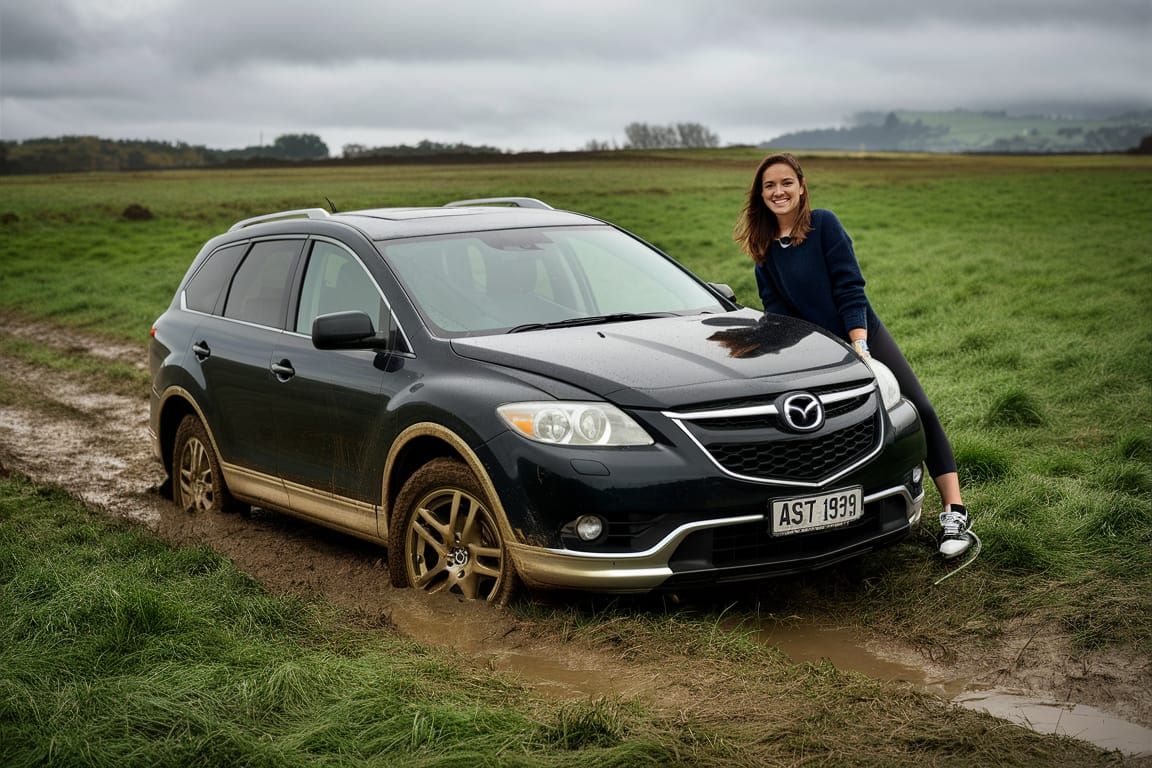 SUV Stranded in Muddy Field