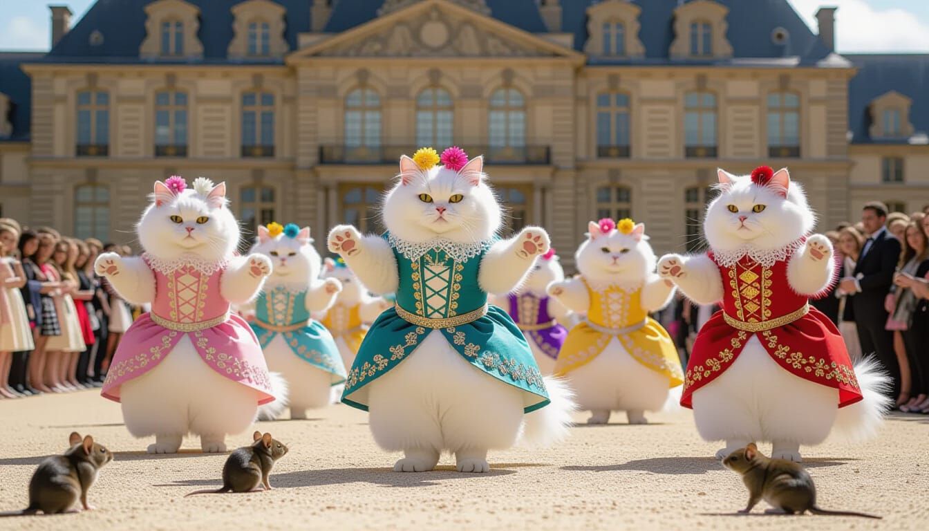 Cats Dance at Versailles in Elaborate Costumes